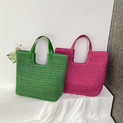 Boho Straw Woven Tote Bag for Summer Beach Travel