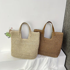 Boho Straw Woven Tote Bag for Summer Beach Travel