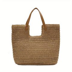 Boho Straw Woven Tote Bag for Summer Beach Travel