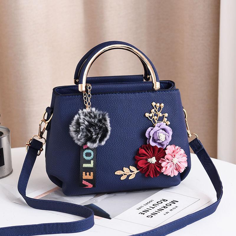 Flower Decor Crossbody Bag Top Handle Purse