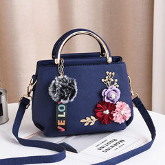 Flower Decor Crossbody Bag Top Handle Purse