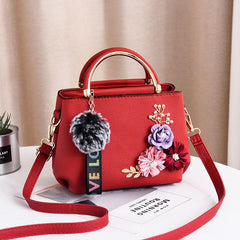 Flower Decor Crossbody Bag Top Handle Purse