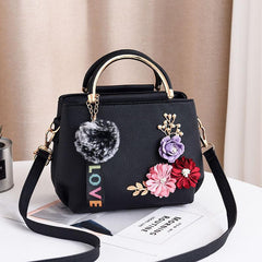 Flower Decor Crossbody Bag Top Handle Purse