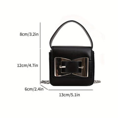 Buckle Decor Crossbody Bag with Metal Chain Shoulder Strap