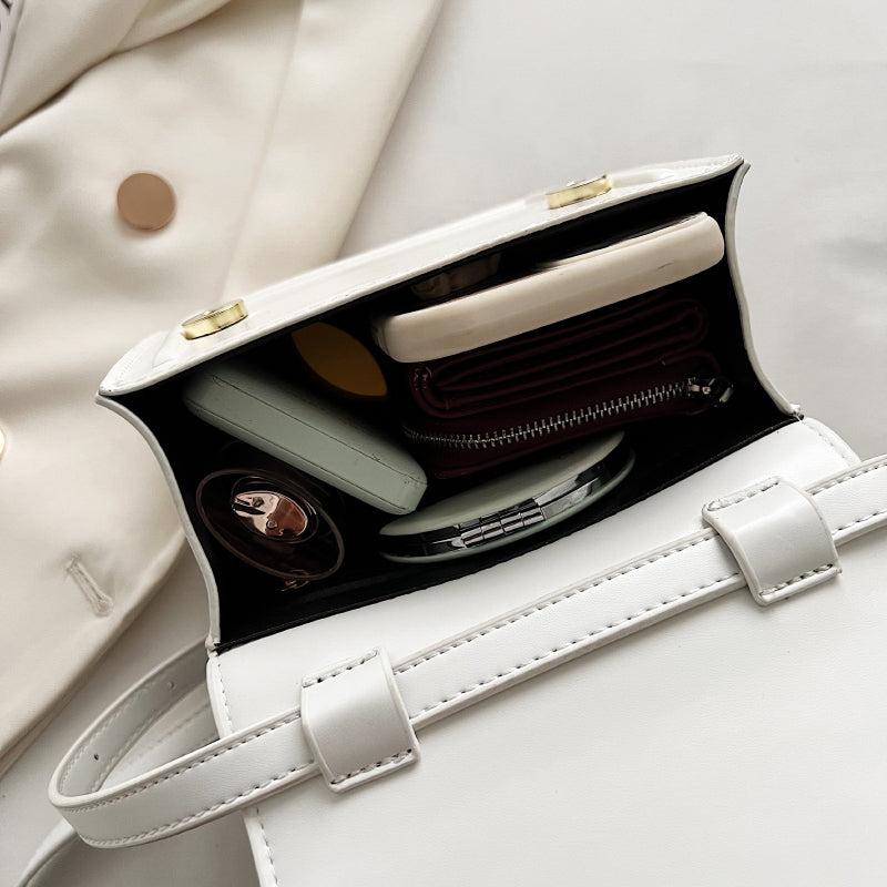 Faux Pearls Satchel Crossbody Bag with Flap Closure