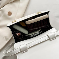 Faux Pearls Satchel Crossbody Bag with Flap Closure
