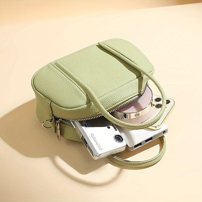 Minimalist Solid Boston Bag All Match Zipper Satchel Bag Women's Crossbody Bag