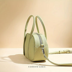 Minimalist Solid Boston Bag All Match Zipper Satchel Bag Women's Crossbody Bag