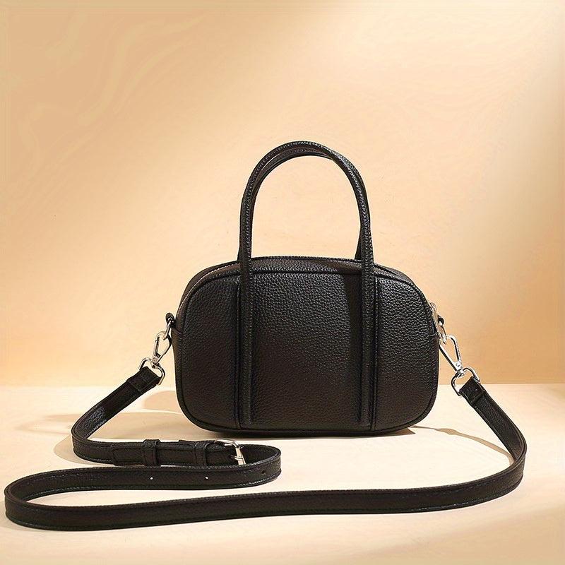 Minimalist Solid Boston Bag All Match Zipper Satchel Bag Women's Crossbody Bag