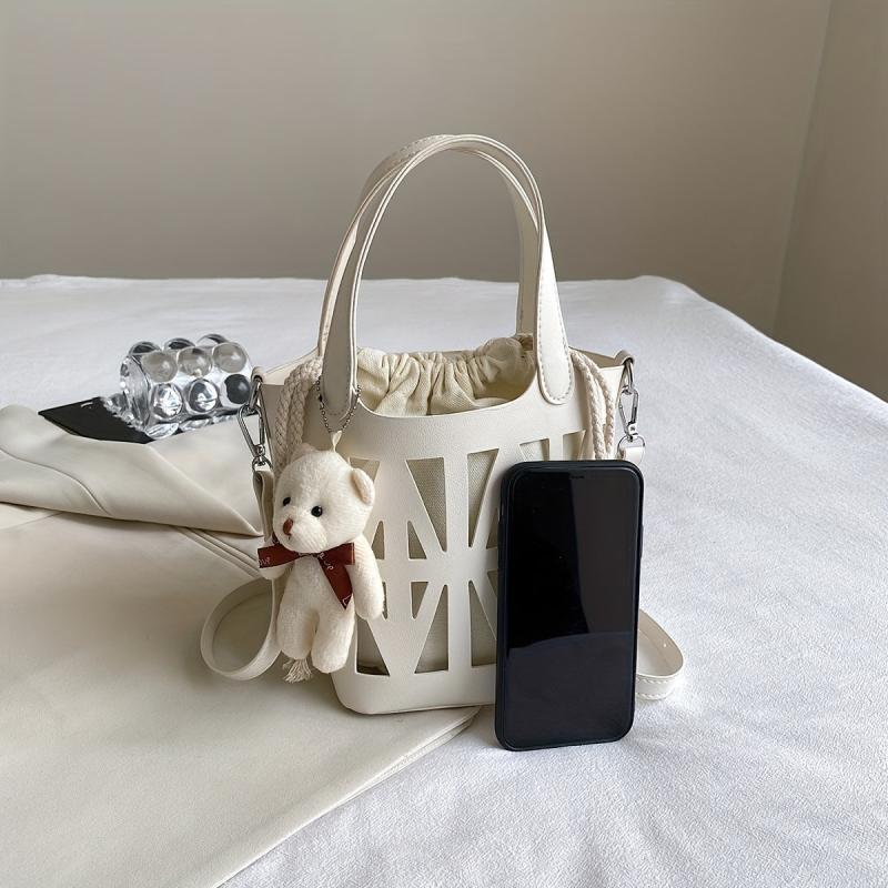 Mini Hollow Bucket Bag With Drawstring Inner Bag Crossbody Bag
