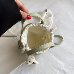 Mini Hollow Bucket Bag With Drawstring Inner Bag Crossbody Bag
