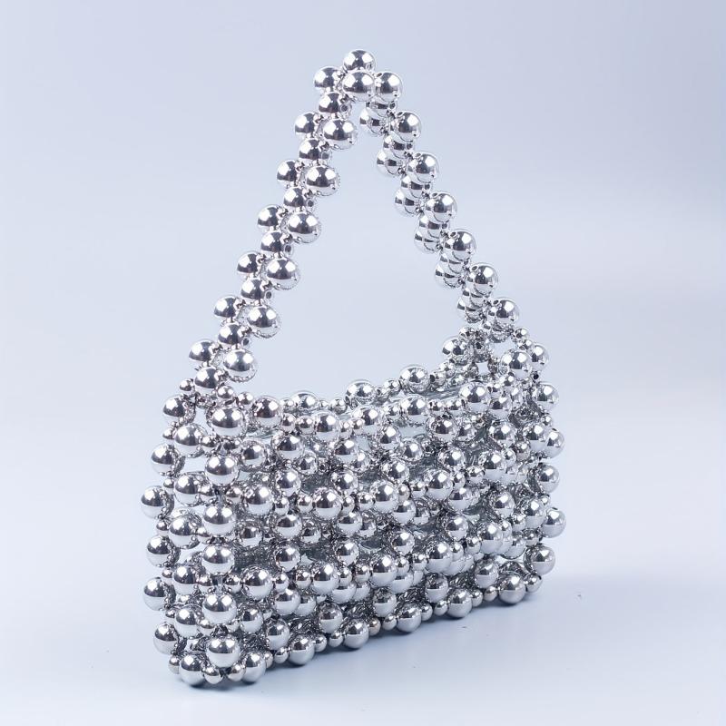 Mini Beaded Square Handbag Hollow Out Clutch Bag Women's Versatile Purse