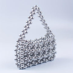Mini Beaded Square Handbag Hollow Out Clutch Bag Women's Versatile Purse