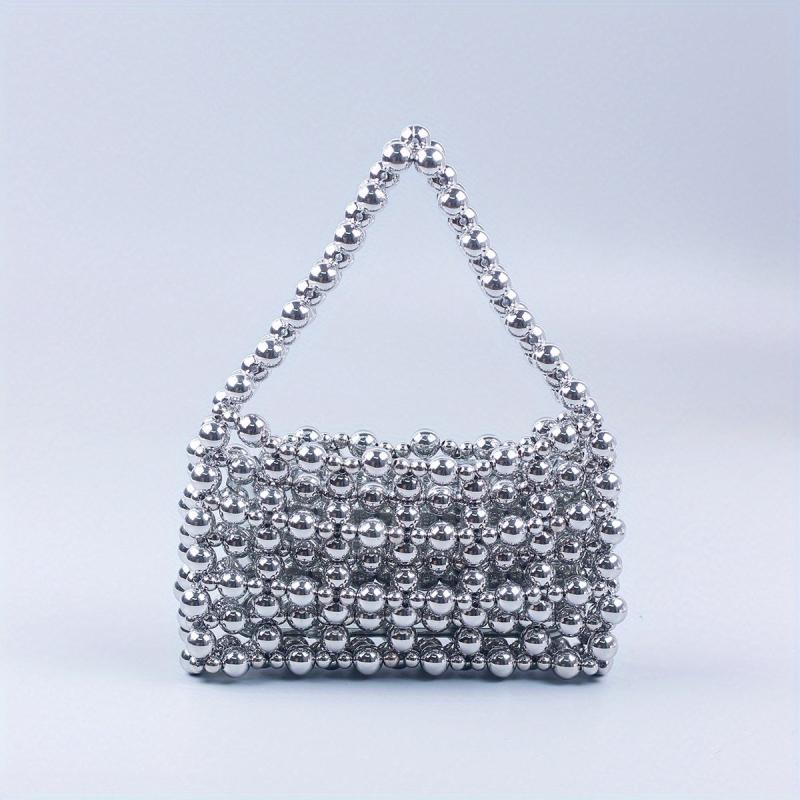 Mini Beaded Square Handbag Hollow Out Clutch Bag Women's Versatile Purse