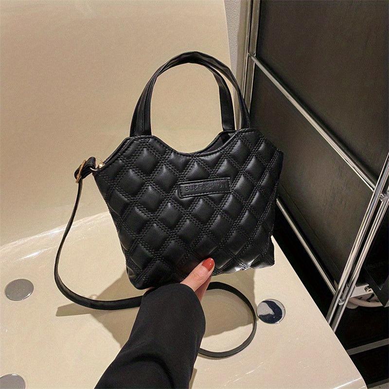 Quilted Bucket Bag PU Leather Casual Daily Handbag & Shoulder Bag