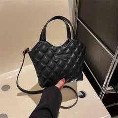 Quilted Bucket Bag PU Leather Casual Daily Handbag & Shoulder Bag