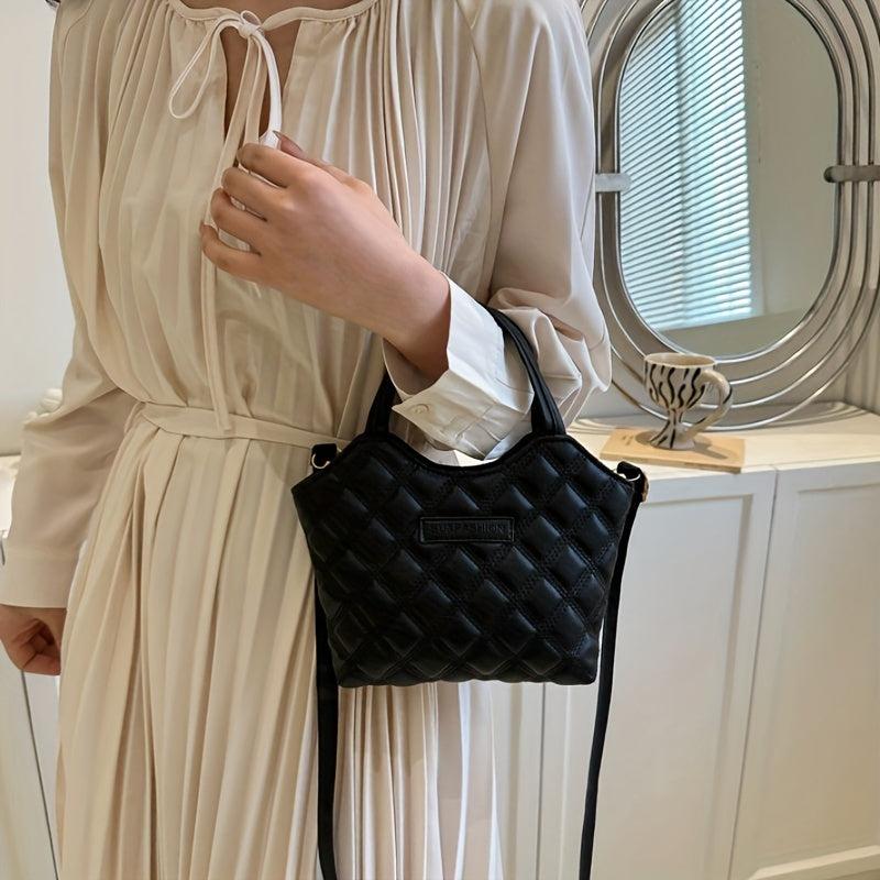 Quilted Bucket Bag PU Leather Casual Daily Handbag & Shoulder Bag