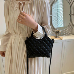 Quilted Bucket Bag PU Leather Casual Daily Handbag & Shoulder Bag