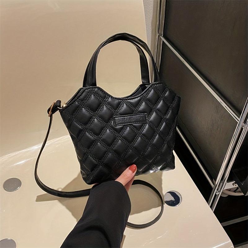 Quilted Bucket Bag PU Leather Casual Daily Handbag & Shoulder Bag
