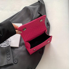 Mini Pearl Chain Square Crossbody Bag PU Leather Textured Bag