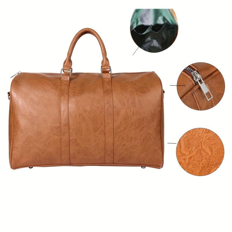 Men's Leather Duffle Bag Gym Sport Travel Weekend Tote Carry On Bag