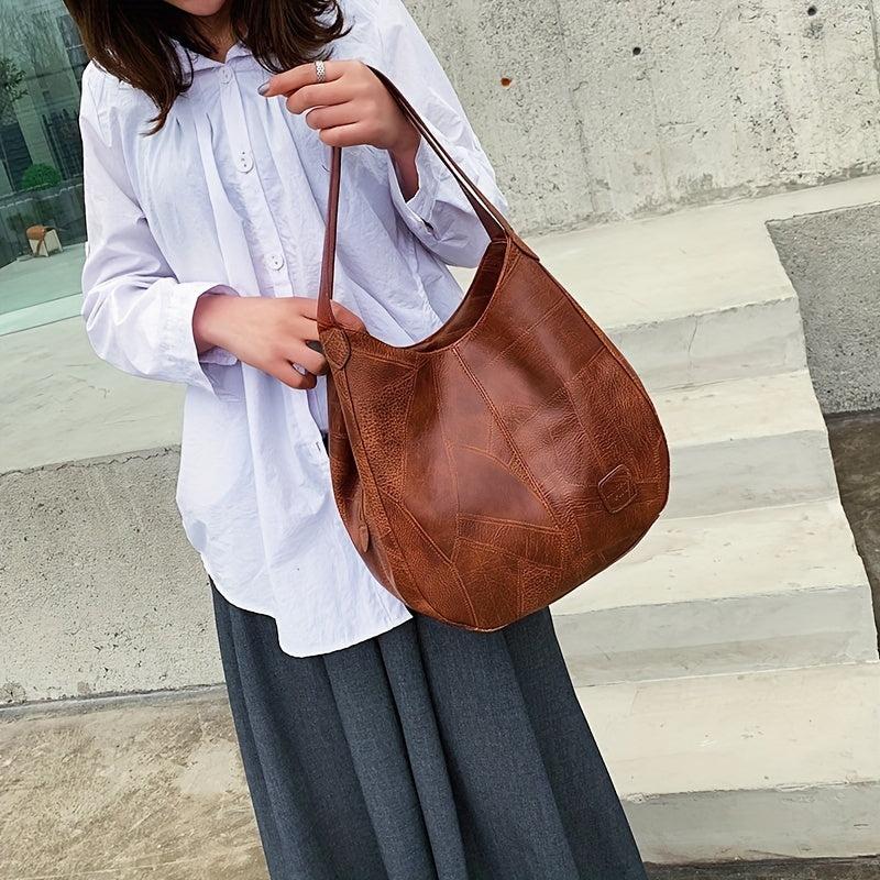 Vintage Hobo Shoulder Bag Solid Tote Bag For Work