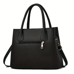 Minimalist Tote Satchel Shoulder Bag with Pom & Pearl Pendant