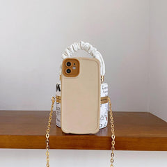 Metal Chain Crossbody Bucket Bag PU Leather Top Handle Cartoon Shoulder Bag