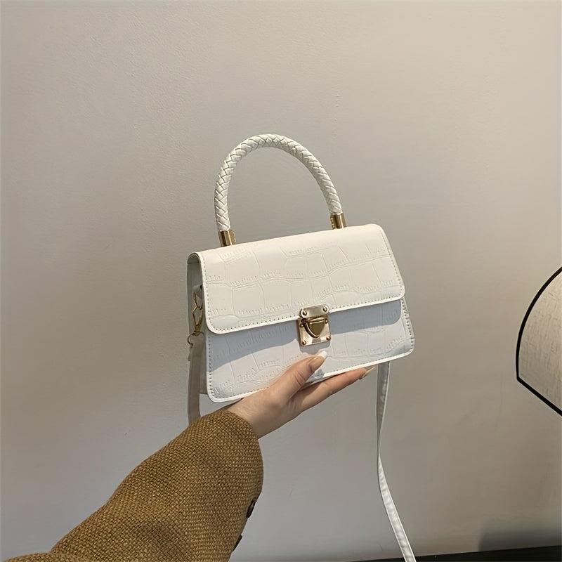 Crocodile Pattern Handbag Small Crossbody Bag PU Leather Flap Purse