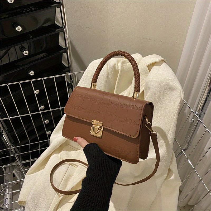 Crocodile Pattern Handbag Small Crossbody Bag PU Leather Flap Purse