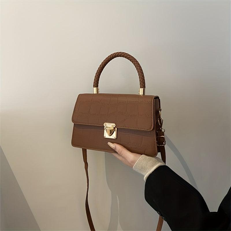 Crocodile Pattern Handbag Small Crossbody Bag PU Leather Flap Purse
