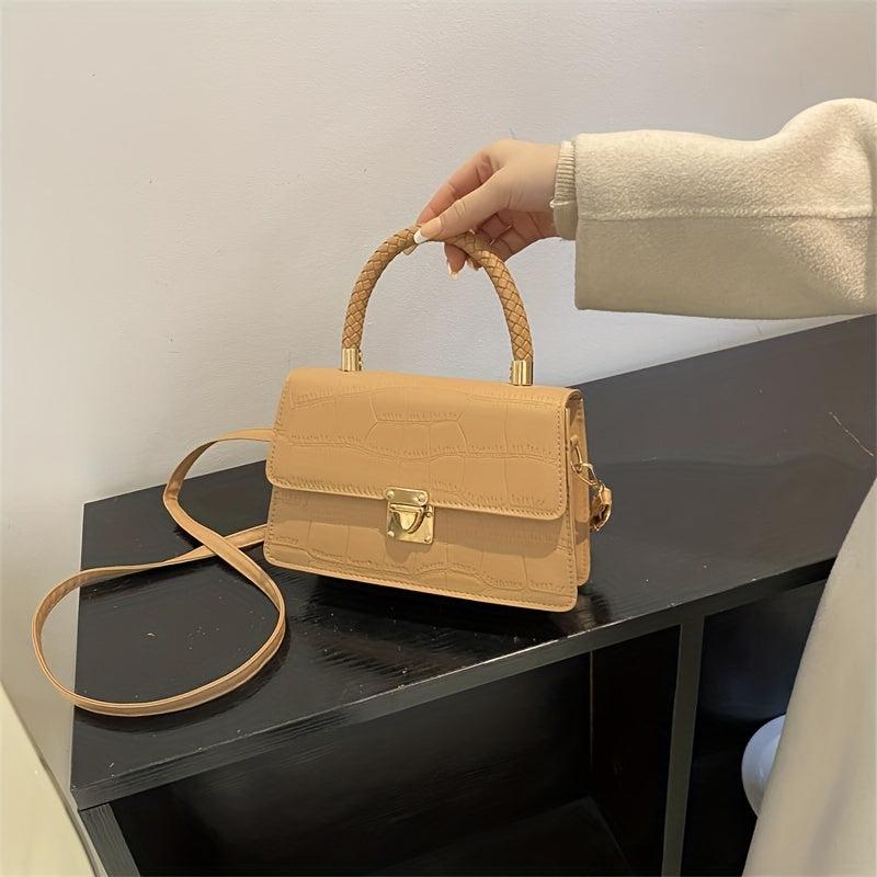 Crocodile Pattern Handbag Small Crossbody Bag PU Leather Flap Purse