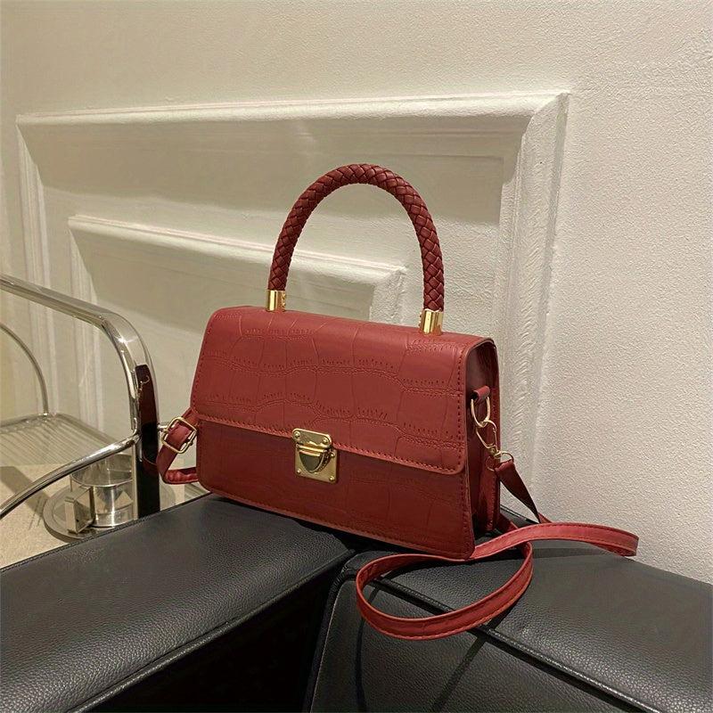 Crocodile Pattern Handbag Small Crossbody Bag PU Leather Flap Purse