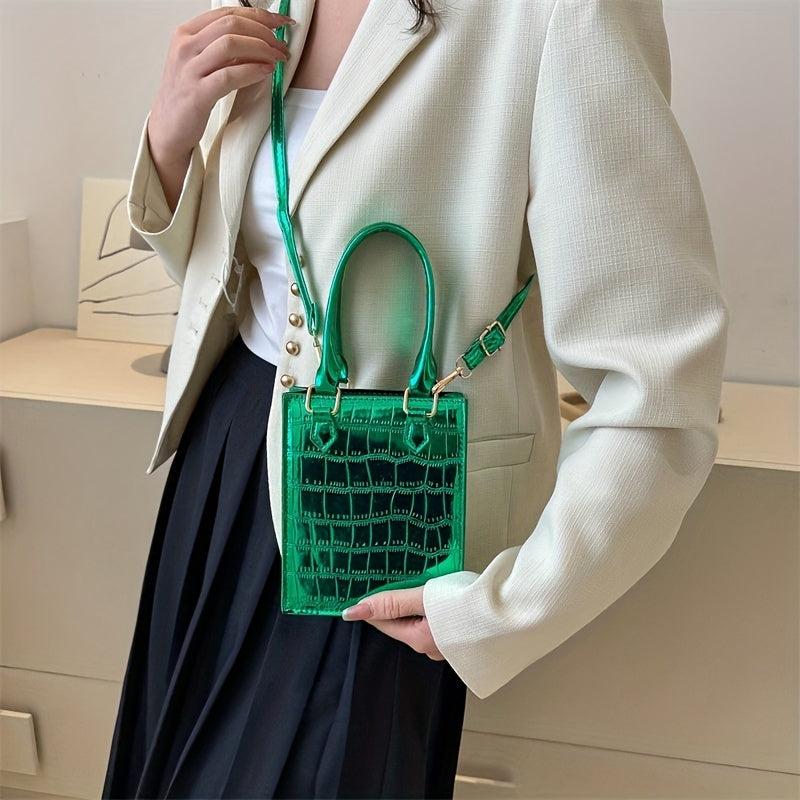 Crocodile Embossed Shoulder Bag Stylish Mobile Phone Crossbody Bag