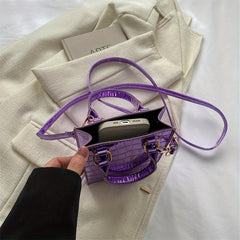 Crocodile Embossed Shoulder Bag Stylish Mobile Phone Crossbody Bag