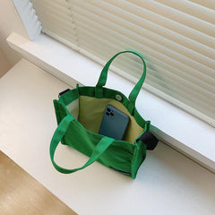 Casual Canvas Tote Bag Letter Patch Crossbody Bag