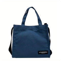 Casual Canvas Tote Bag Letter Patch Crossbody Bag