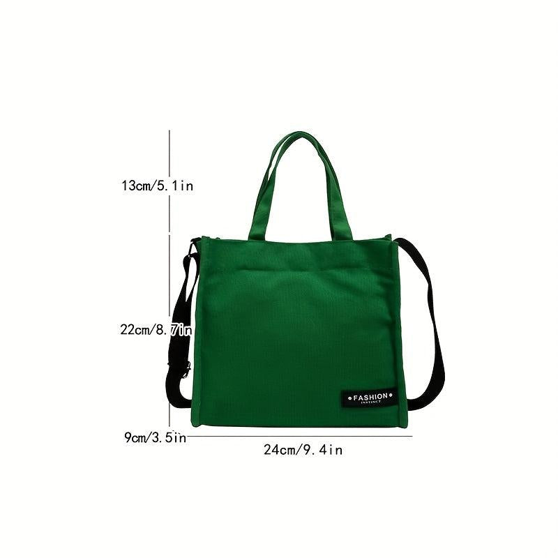 Casual Canvas Tote Bag Letter Patch Crossbody Bag