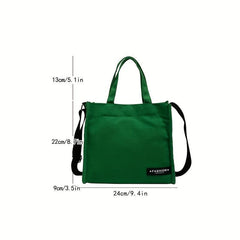 Casual Canvas Tote Bag Letter Patch Crossbody Bag