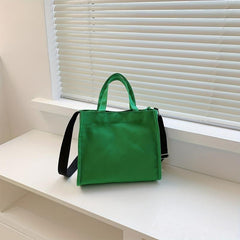 Casual Canvas Tote Bag Letter Patch Crossbody Bag