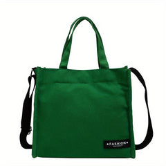 Casual Canvas Tote Bag Letter Patch Crossbody Bag