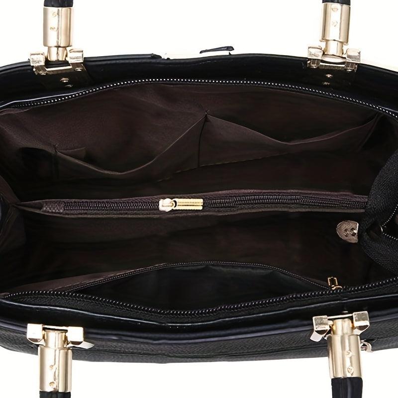 Colorblock Tote Satchel Bag Classic Shoulder Bag for Work