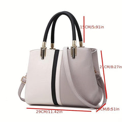 Colorblock Tote Satchel Bag Classic Shoulder Bag for Work