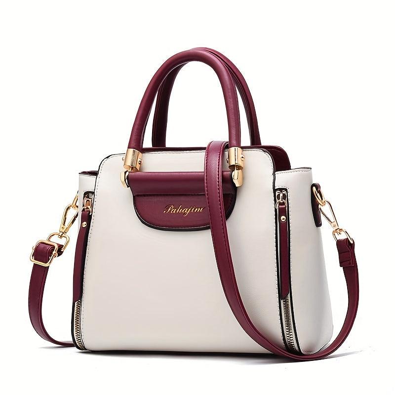 Women's Contrast Crossbody Bag Top Handle Satchel Purse
