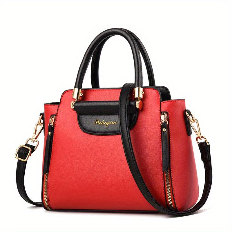 Women's Contrast Crossbody Bag Top Handle Satchel Purse