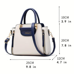 Women's Contrast Crossbody Bag Top Handle Satchel Purse