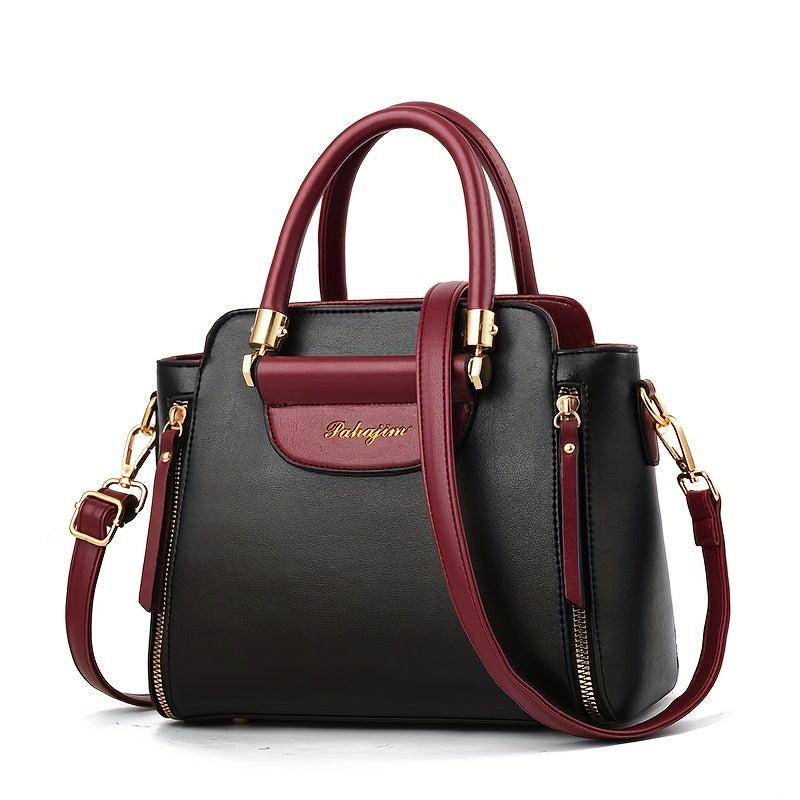 Women's Contrast Crossbody Bag Top Handle Satchel Purse