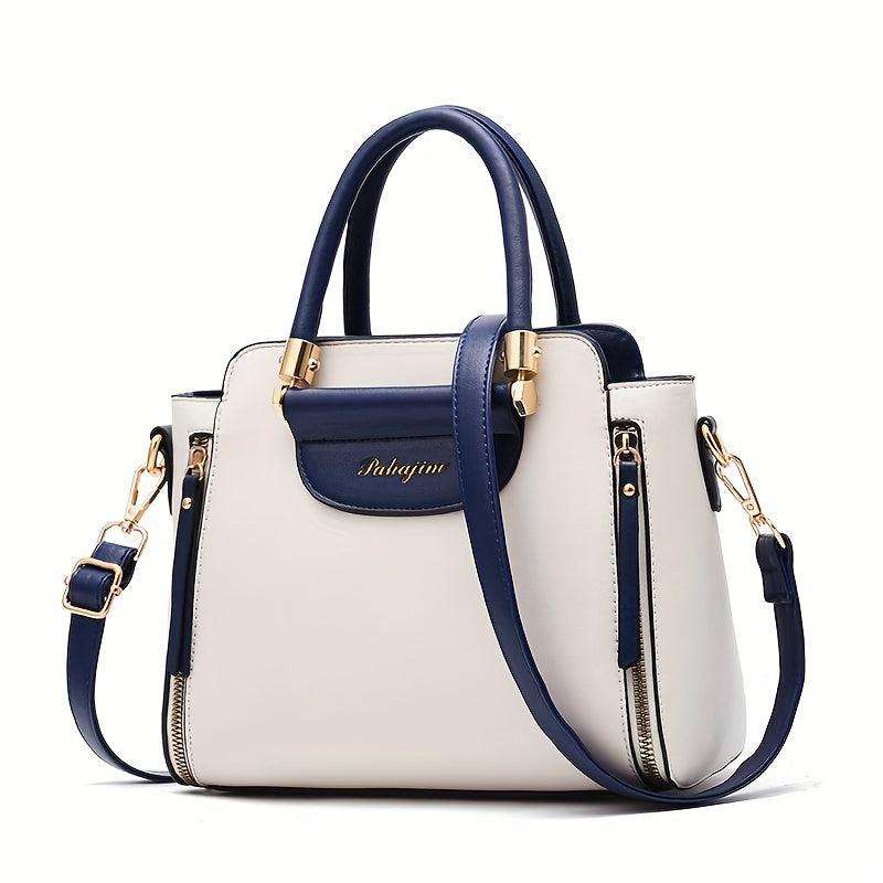 Women's Contrast Crossbody Bag Top Handle Satchel Purse