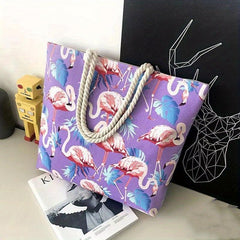 Flamingo Print Summer Tote Bag Large Capacity Beach Shoulder Bag