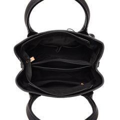 Solid Classic Tote Bag with Bowknot Pendant
